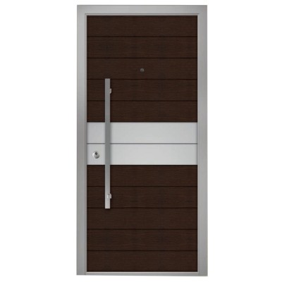 Θωρακισμένη πόρτα αλουμινίου inox Alfa SD INOX WOOD