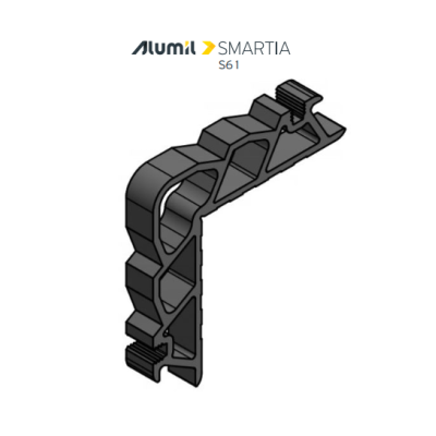 Γωνιά σύνδεσης πρεσσαριστή καρφωτή 19x10,5mm για προφίλ Κάσα ανοιγομένου S61652 σειράς S61 Smartia Alumil 1131910500