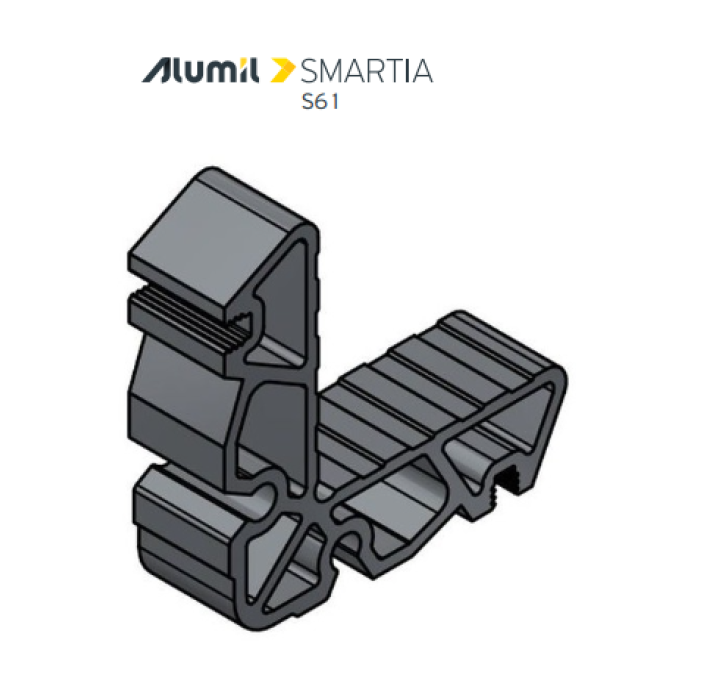 Γωνιά σύνδεσης πρεσσαριστή με Ρειζ 19x19,2mm για προφίλ Κάσα ανοιγομένου S61652 σειράς S61 Smartia Alumil 1141919200