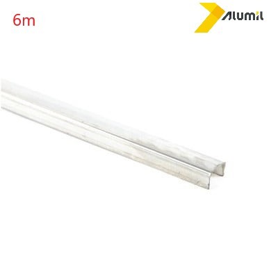 Ανοξείδωτος (inox) οδηγός τύπου U 0.8mm μήκος 6m Alumil 6600905001για τις σειρές M9050, M9200