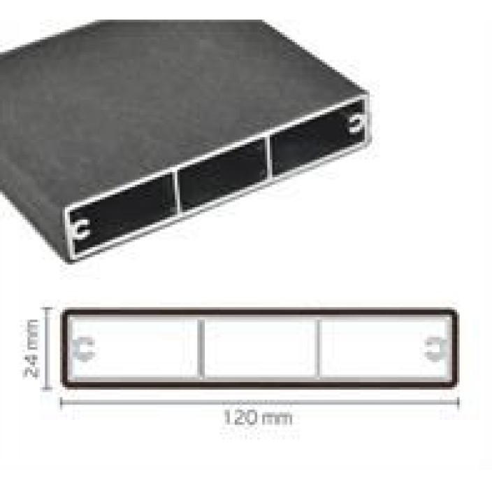 Προφίλ αλουμινίου Woodalux 24x120 με επικάλυψη συνθετικού ξύλου 6μ. σε χρώμα Dark Grey JK25