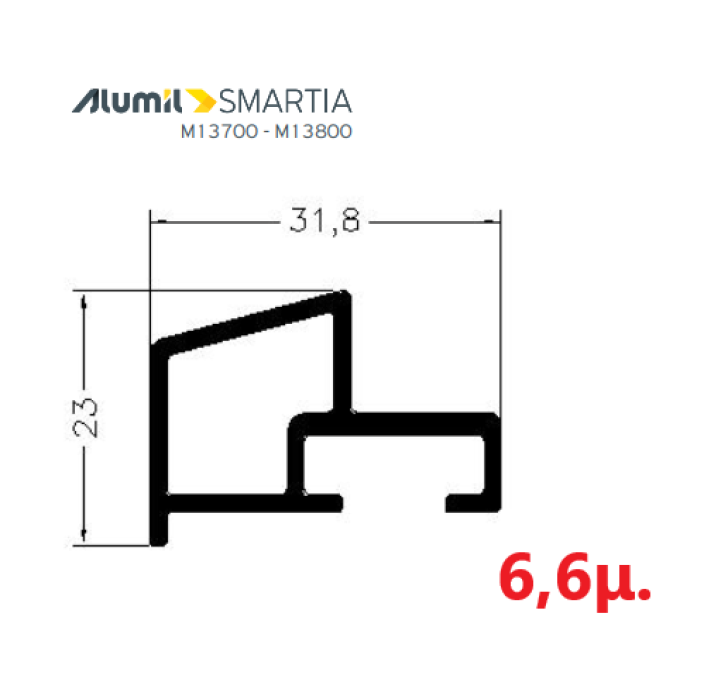 Κατωκάσι 303022– Λευκό 9016 – 6,6m – Alumil