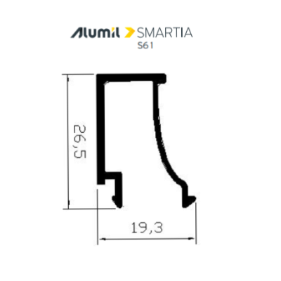 Πηχάκι S60312 σειράς S61 Alumil 6m σε χρώμα λευκό 9016