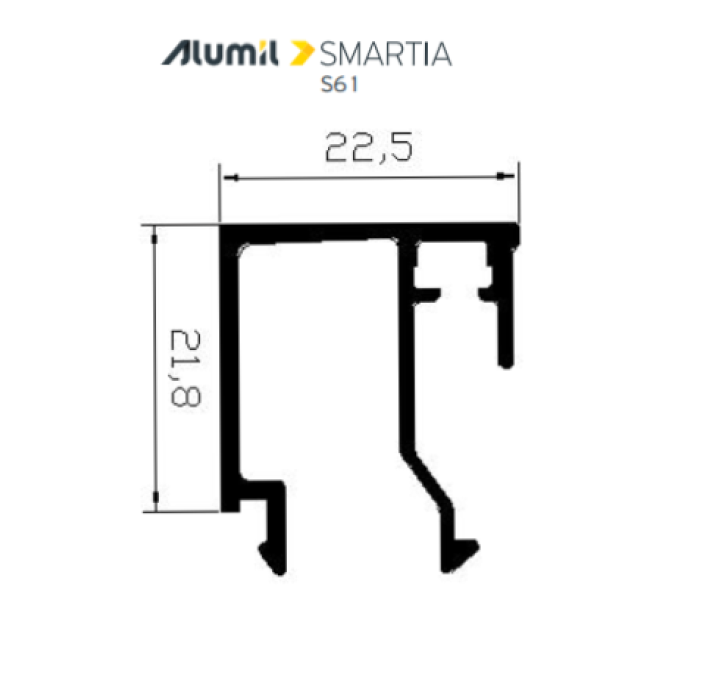 Πηχάκι S60452 σειράς S61 Alumil 6m σε χρώμα λευκό 9016