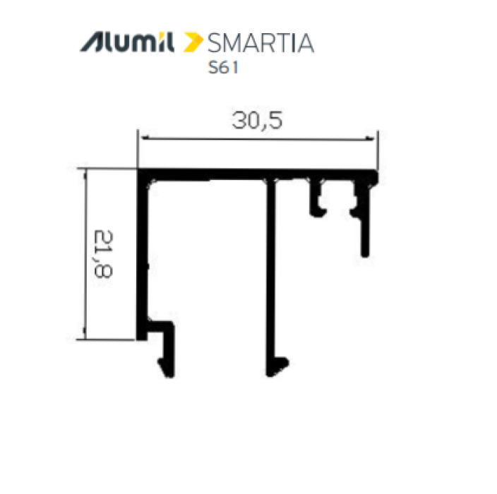 Πηχάκι S60454 σειράς S61 Alumil 6m σε χρώμα λευκό 9016