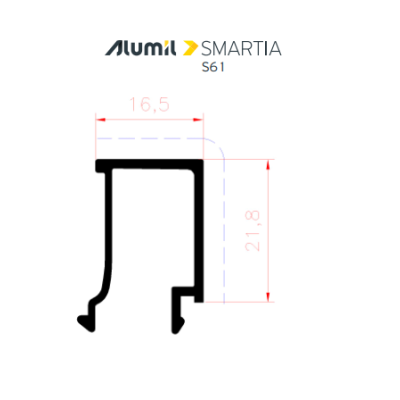 Πηχάκι S60484 σειράς S61 Alumil 6m σε χρώμα λευκό 9016