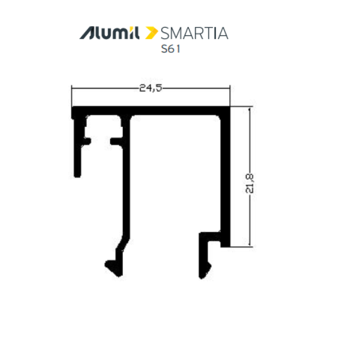 Πηχάκι S60486 σειράς S61 Alumil 6m σε χρώμα λευκό 9016
