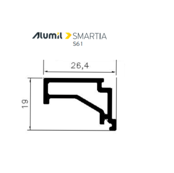 Πηχάκι S60697 σειράς S61 Alumil 6m σε χρώμα λευκό 9016
