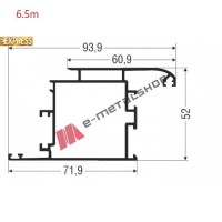 Φύλλο εισόδου European Groove M9597 σειράς Μ9400 Comfort Alumil 6.5m σε χρώμα λευκό 9016