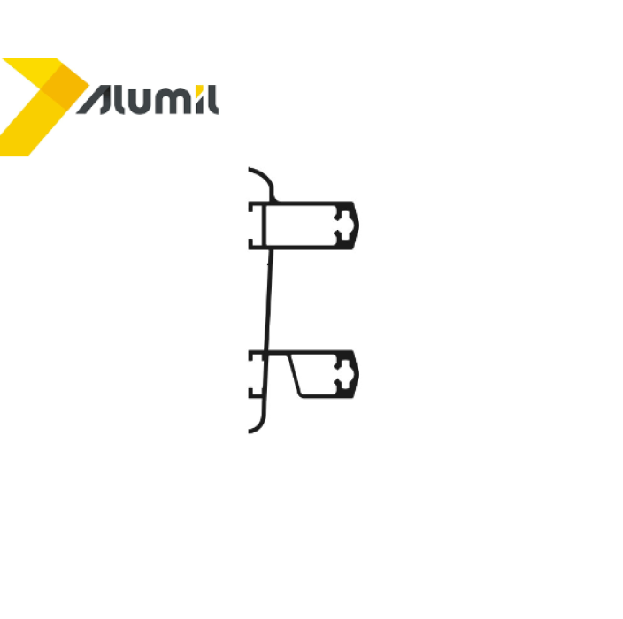 Διπλός οδηγός επάλληλος M9055 σειράς Μ9050 Comfort Alumil 6m σε χρώμα λευκό 9016