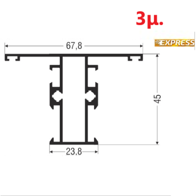 Ταύ M9305 σειράς Μ9400 Comfort Alumil 3m σε χρώμα λευκό 9016