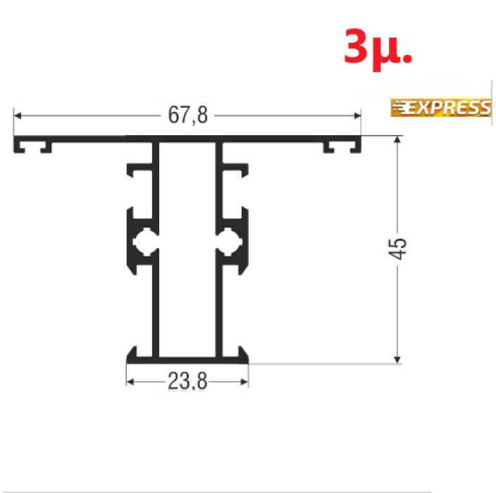 Ταύ M9305 σειράς Μ9400 Comfort Alumil 3m σε χρώμα λευκό 9016