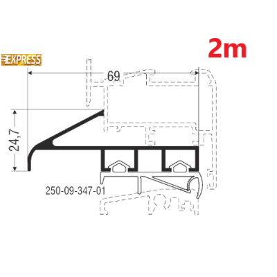 Πρόσθετο αλουμινίου M9347 της σειράς M9400 Comfort Alumil 2m σε χρώμα καφέ 8014