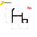 Πρόσθετο αλουμινίου M9386 σειράς M9400 Alumil 6m σε χρώμα λευκό 9016