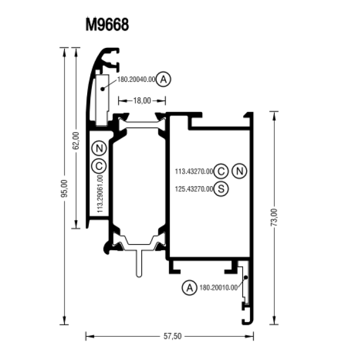 Ταύ M9658  για κάσες σειράς Μ9650 Alumil 6m σε χρώμα λευκό 9016