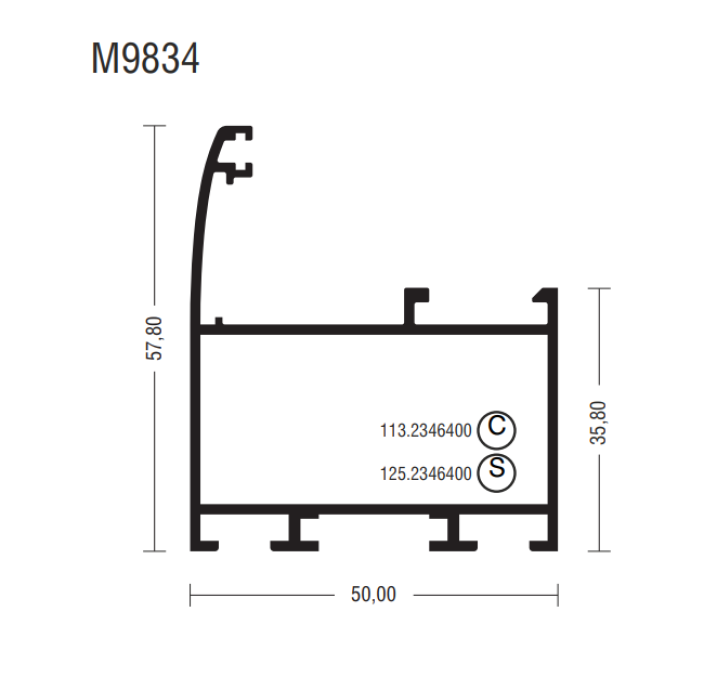 Φύλλο Φυσσούνας M9834 σειράς M9800 Alumil 6m σε χρώμα λευκό 9016