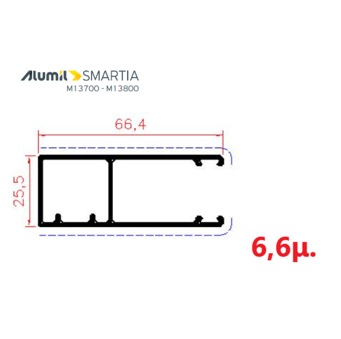 Οδηγός / Κανάλι Ρολού M1030 – Λευκό 9016 – 6,6m – Alumil