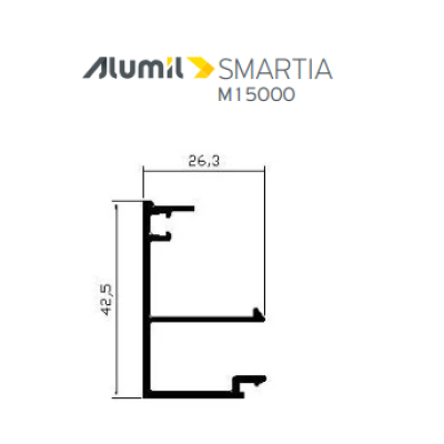 Πηχάκι μεγάλο ίσιο M11483 Smartia Alumil 6m σε χρώμα λευκό 9016