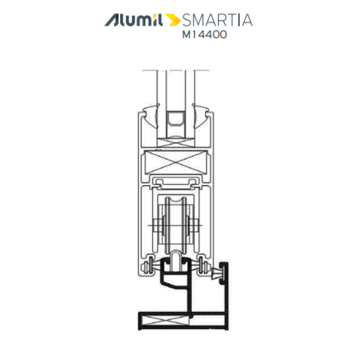 Μονός οδηγός M14401 της σειράς M14400 Alumil 6m σε χρώμα λευκό 9016