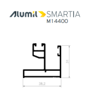 Μονός οδηγός M14401 της σειράς M14400 Alumil 6m σε χρώμα λευκό 9016