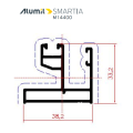 Μονός οδηγός M14401 της σειράς M14400 Alumil 6m σε χρώμα λευκό 9016