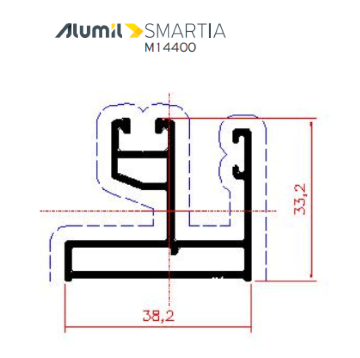 Μονός οδηγός M14401 της σειράς M14400 Alumil 6m σε χρώμα λευκό 9016