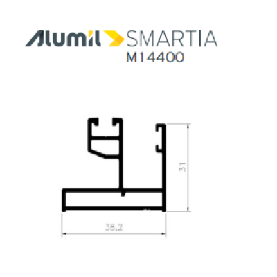Μονός οδηγός M14401 της σειράς M14400 Alumil 6m σε χρώμα λευκό 9016
