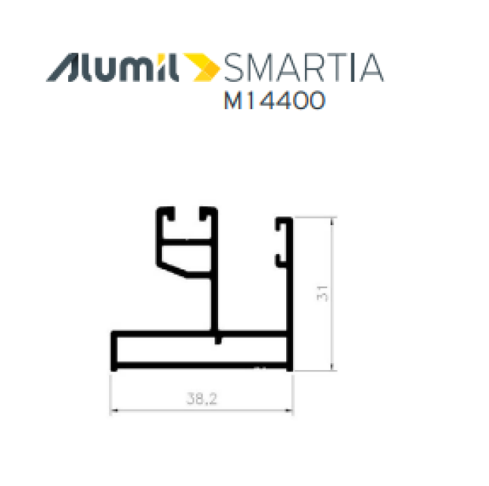 Μονός οδηγός M14401 της σειράς M14400 Alumil 6m σε χρώμα λευκό 9016