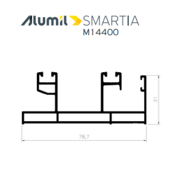 Διπλός οδηγός M14402 για τζάμι-σίτα ή τζάμι παντζούρι της σειράς M14400 Alumil 6m σε χρώμα λευκό 9016