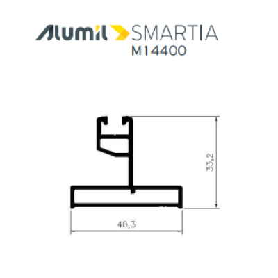 Μονός οδηγός M14404 της σειράς M14400 Alumil 6m σε χρώμα λευκό 9016