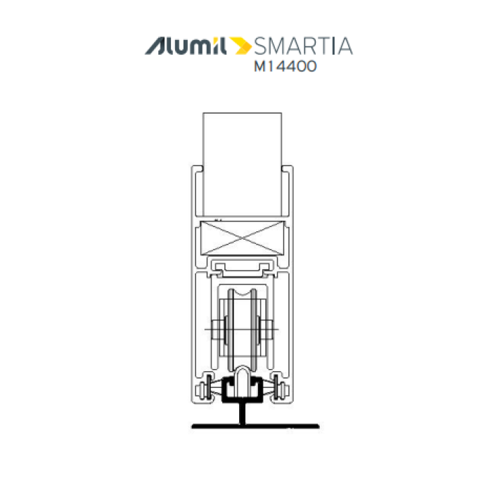 Μονός οδηγός M14408 της σειράς M14400 Alumil 6m σε χρώμα λευκό 9016