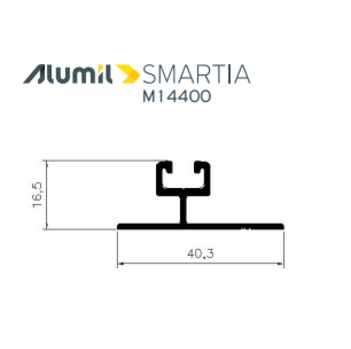 Μονός οδηγός M14408 της σειράς M14400 Alumil 6m σε χρώμα λευκό 9016