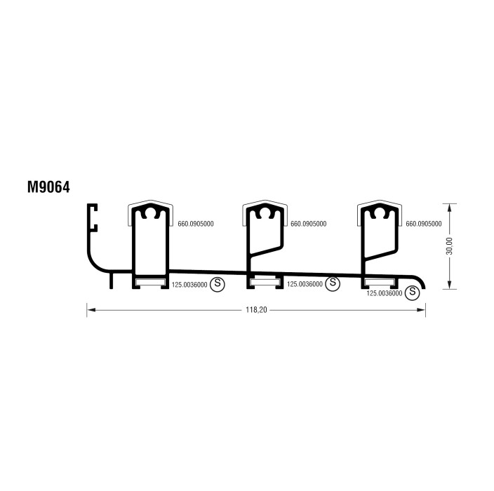 Οδηγός Μ9064 σειράς Μ9050 Comfort Alumil 6m σε χρώμα λευκό 9016