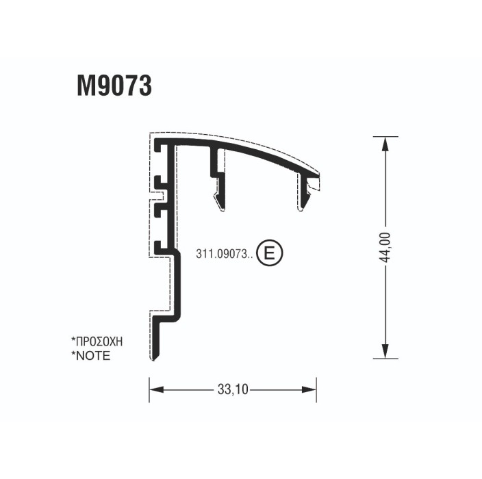 Γάντζος (άγκιστρο) M9073 σειράς Μ9050 Comfort Alumil σε χρώμα λευκό 9016