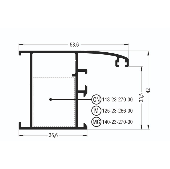 Κάσα M957 σειράς Μ940 Comfort Alumil σε χρώμα λευκό 9016