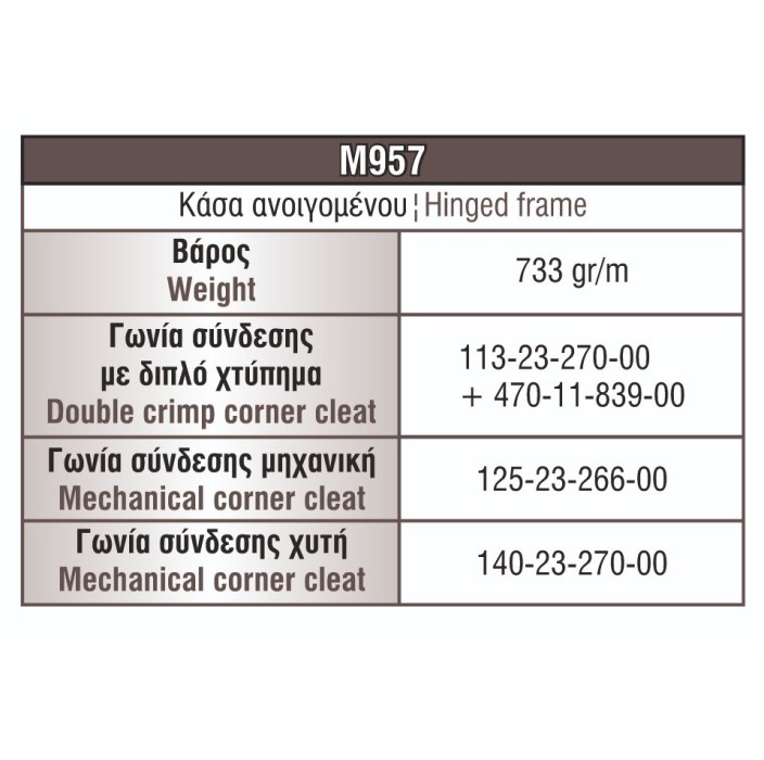 Κάσα M957 σειράς Μ940 Comfort Alumil σε χρώμα λευκό 9016