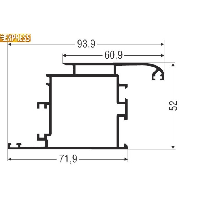 Φύλλο εισόδου European Groove M9597 σειράς Μ9400 Comfort Alumil 6.5m σε χρώμα καφέ 8014