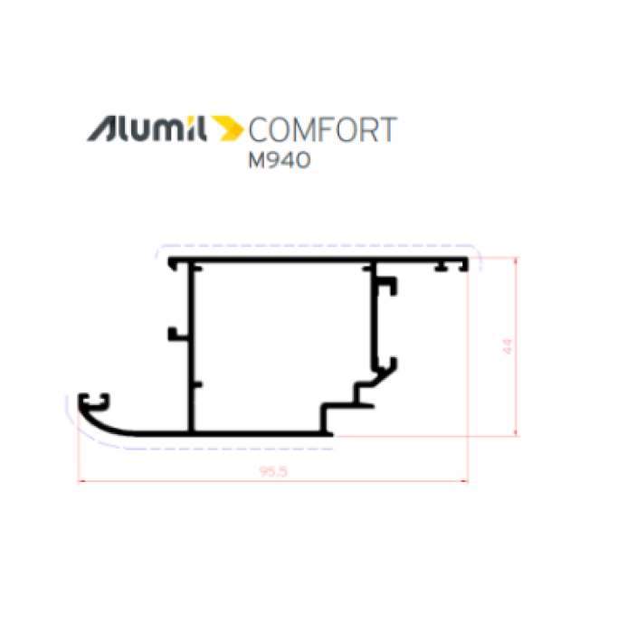 Φύλλο European Groove M989 σειράς Μ940 Comfort Alumil 6m σε χρώμα λευκό 9016