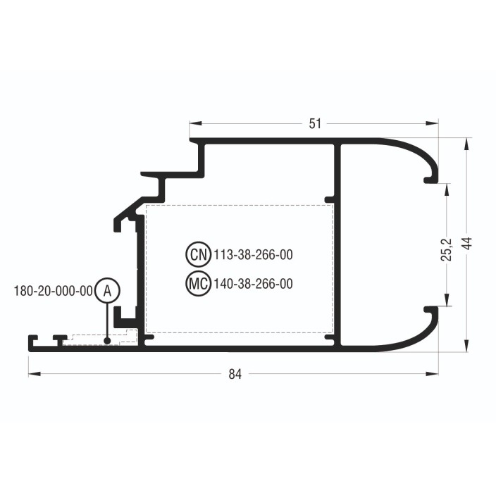 Φύλλο European Groove με ενσωματωμένο πηχάκι M995 σειράς Μ940 Comfort Alumil 6m σε χρώμα λευκό 9016