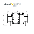 Μπινί S30590 σειράς S560 Smartia Alumil 6m σε χρώμα λευκό 9016