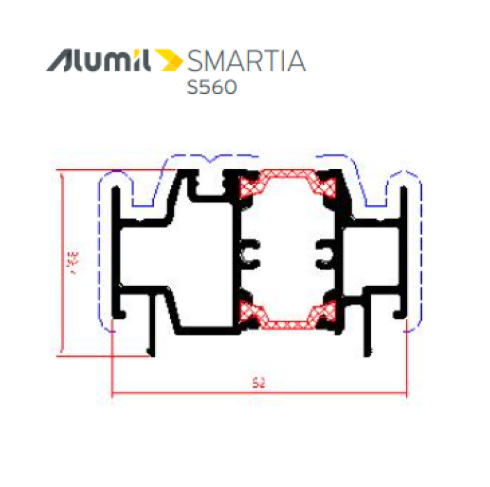 Μπινί S30590 σειράς S560 Smartia Alumil 6m σε χρώμα λευκό 9016