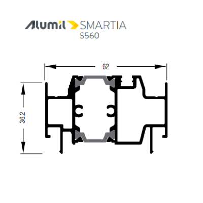 Μπινί S30590 σειράς S560 Smartia Alumil 6m σε χρώμα λευκό 9016