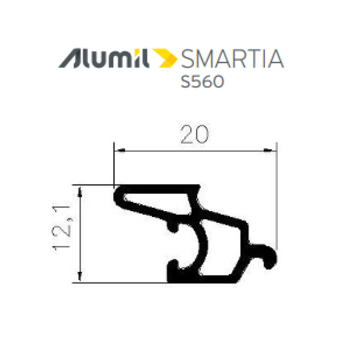Πρόσθετο αλουμινίου S559 σειράς S560 Smartia Alumil σε χρώμα 103520