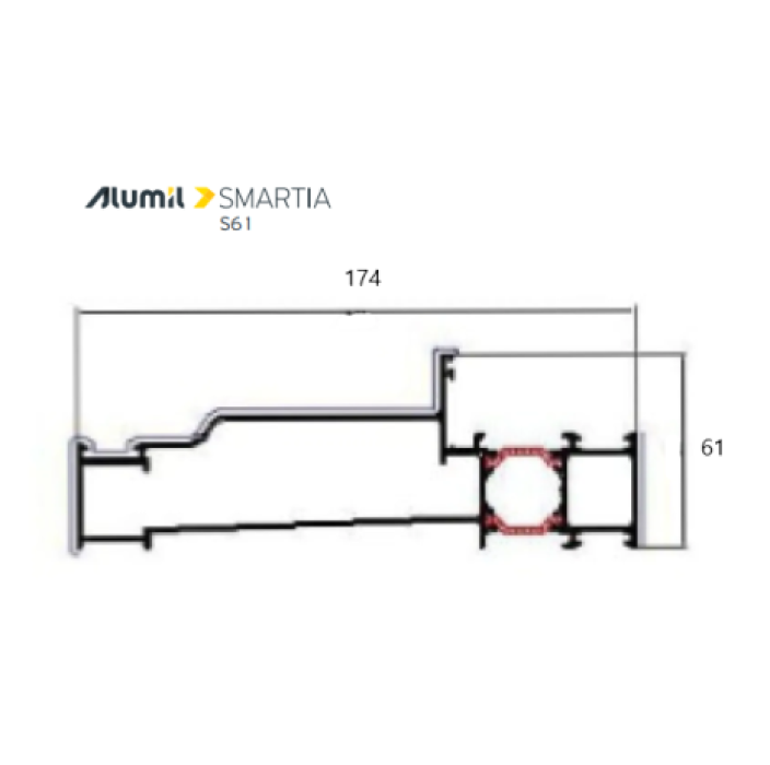 Κάσα ανοιγομένου S61150 της σειράς S61 Smartia Alumil 6,5m σε χρώμα λευκό 9016