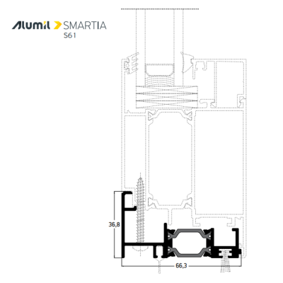 Πρόσθετο S61270 σειράς S61 Smartia Alumil 3m σε χρώμα λευκό 9016