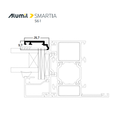 Πρόσθετο S77010 σειράς S61 Smartia Alumil 6,5m σε χρώμα λευκό 9016
