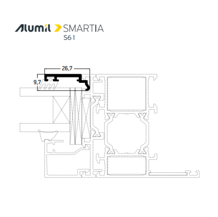 Πρόσθετο S77010 σειράς S61 Smartia Alumil 6,5m σε χρώμα λευκό 9016
