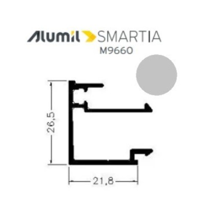 Πηχάκι ίσιο M11453 Smartia Alumil 6m σε χρώμα φυσική ανοδίωση 101020