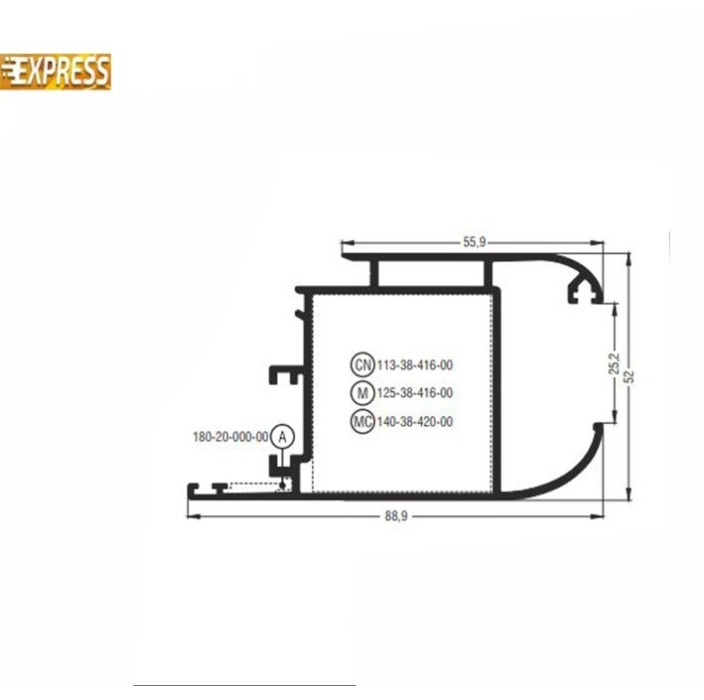 Φύλλο European Groove M9513 σειράς Μ9400 Comfort Alumil 6,5m σε χρώμα καφέ 8014