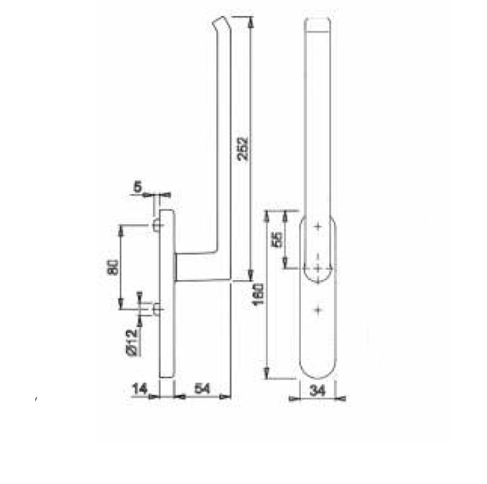 Λαβή μεγάλη 252mm ανασυρόμενου ,με καρε 10x10mm, logo Alumil ανοδίωση F1 3801814733